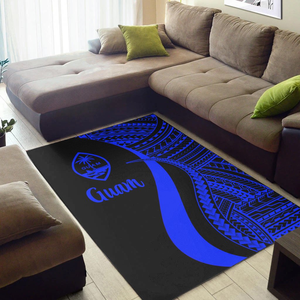 Guam Area Rug - Blue Polynesian Tentacle Tribal Pattern-Myprintsy