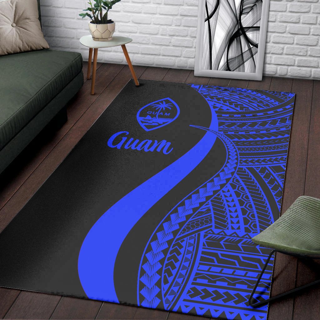 Guam Area Rug - Blue Polynesian Tentacle Tribal Pattern-Myprintsy