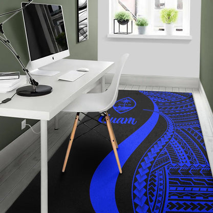 Guam Area Rug - Blue Polynesian Tentacle Tribal Pattern-Myprintsy