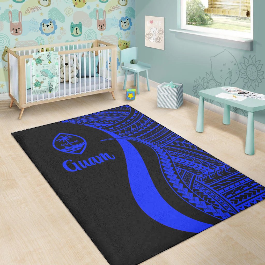 Guam Area Rug - Blue Polynesian Tentacle Tribal Pattern-Myprintsy