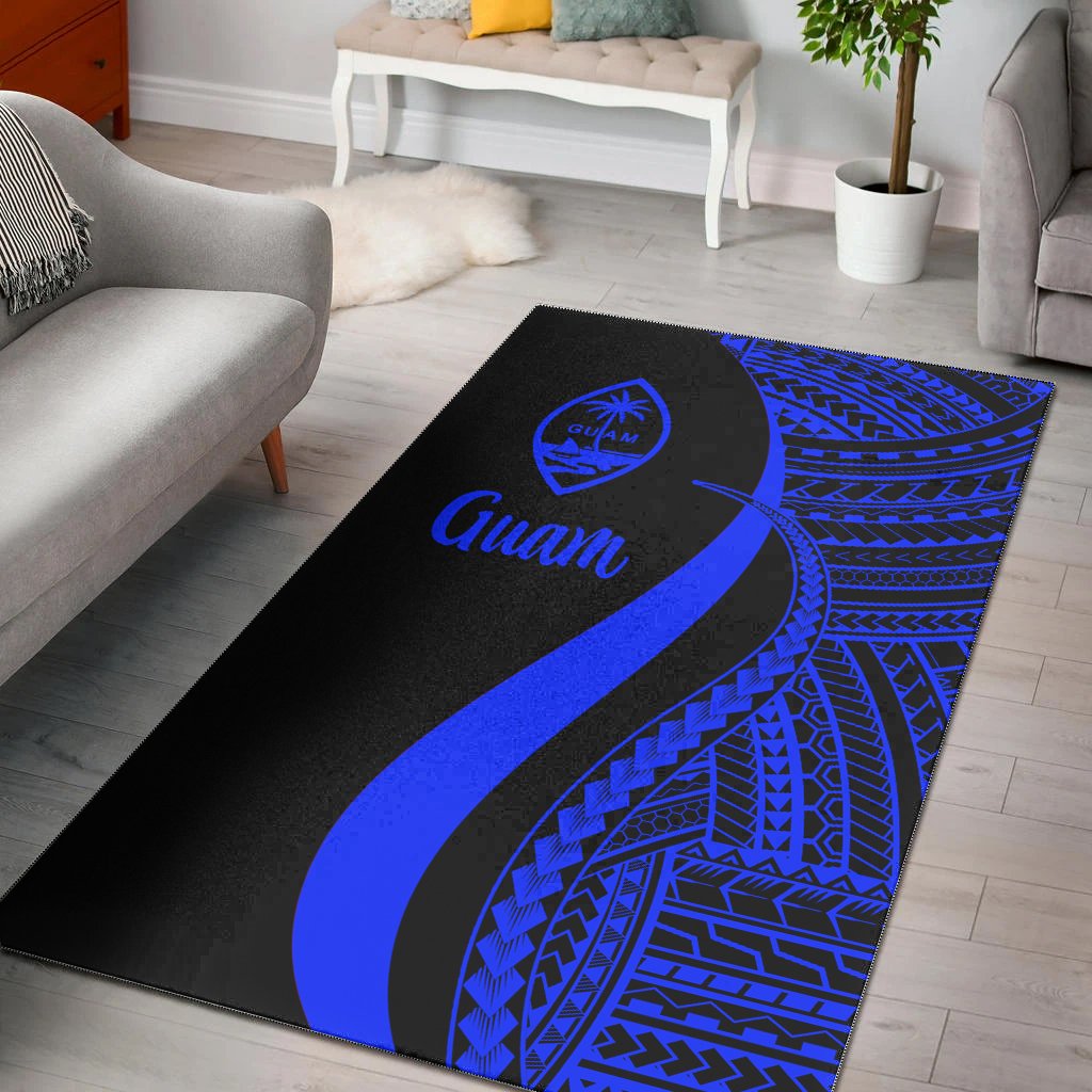 Guam Area Rug - Blue Polynesian Tentacle Tribal Pattern-Myprintsy