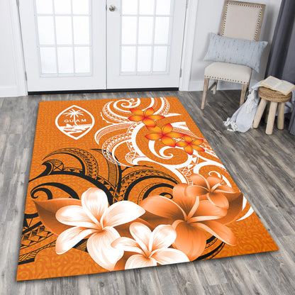 Guam Area Rug Polynesian Floral Spirit Orange-Myprintsy