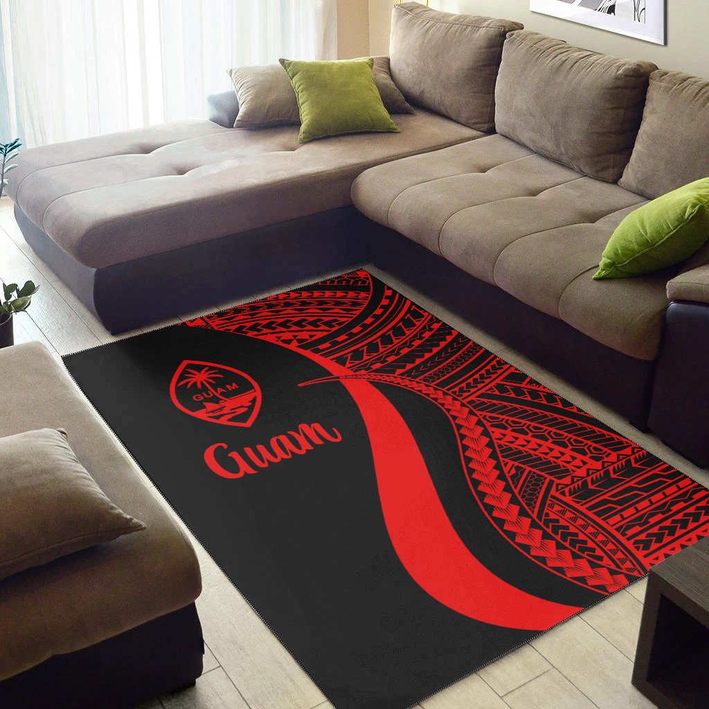 Guam Area Rug - Red Polynesian Tentacle Tribal Pattern-Myprintsy