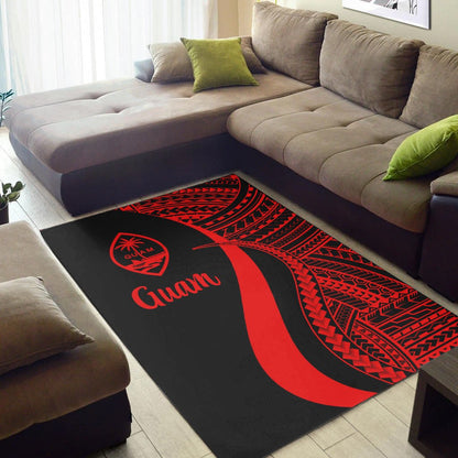 Guam Area Rug - Red Polynesian Tentacle Tribal Pattern-Myprintsy
