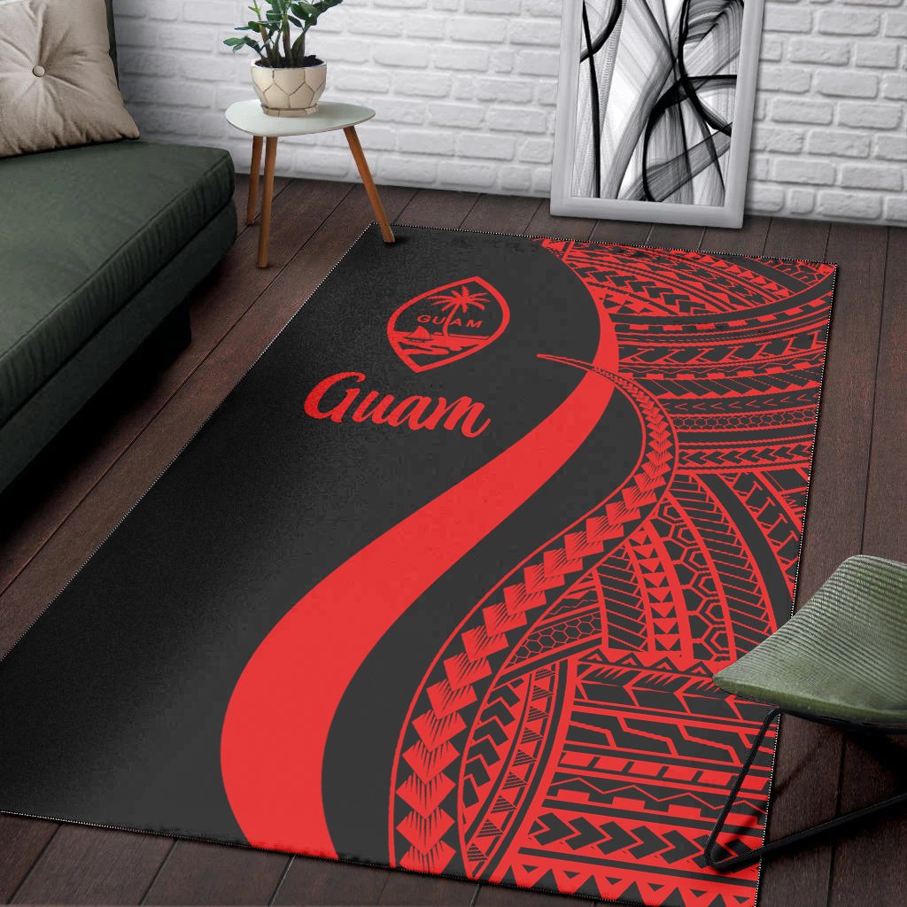 Guam Area Rug - Red Polynesian Tentacle Tribal Pattern-Myprintsy