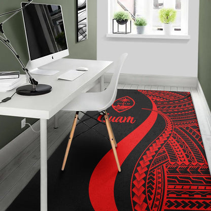 Guam Area Rug - Red Polynesian Tentacle Tribal Pattern-Myprintsy