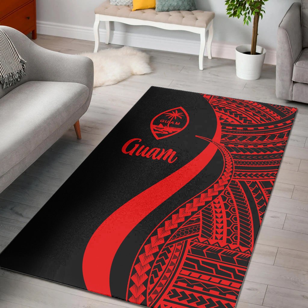Guam Area Rug - Red Polynesian Tentacle Tribal Pattern-Myprintsy