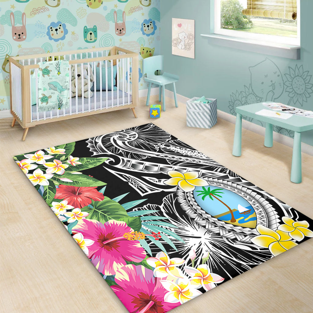 Guam Area Rug Summer Plumeria Tribal Tattoo-Myprintsy