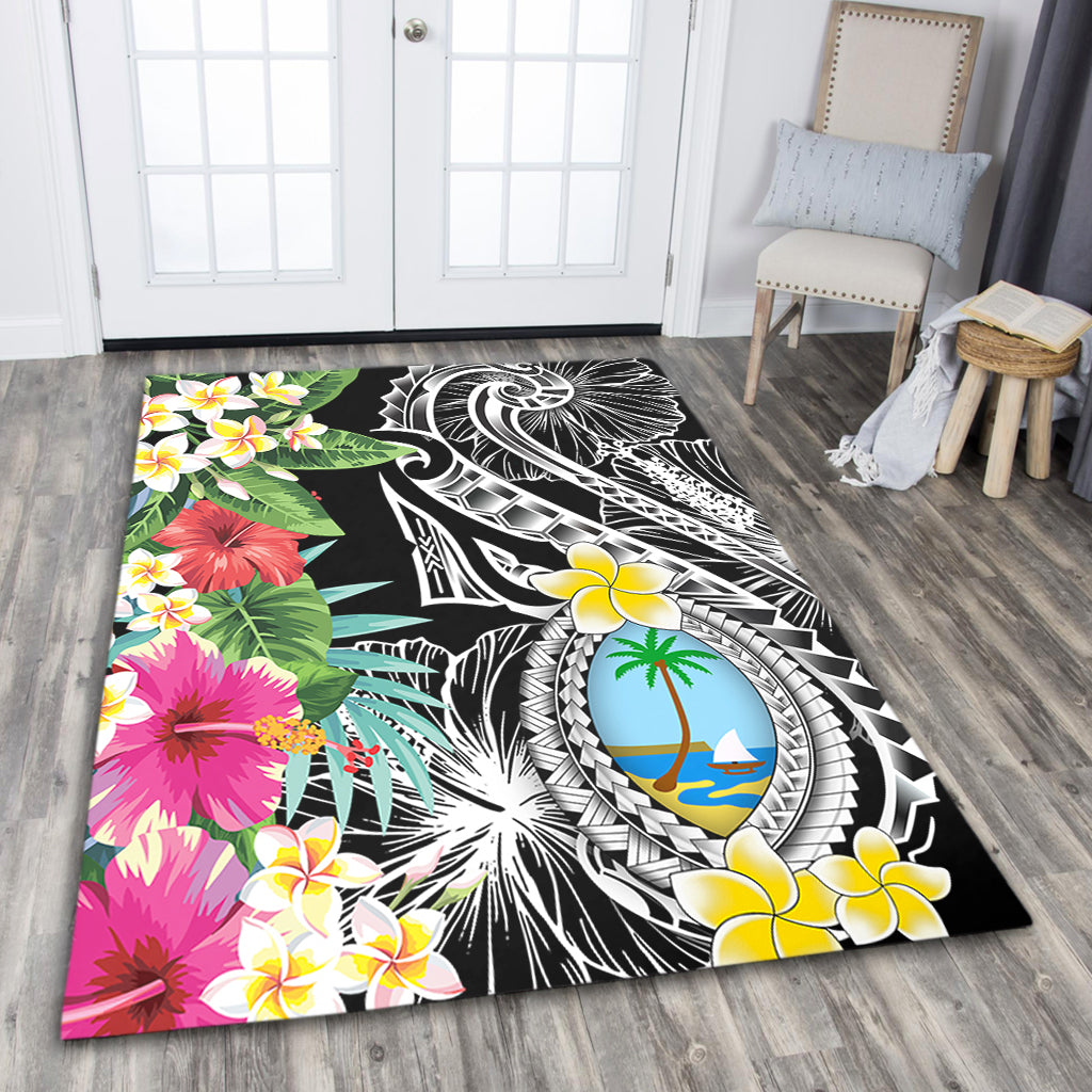 Guam Area Rug Summer Plumeria Tribal Tattoo-Myprintsy