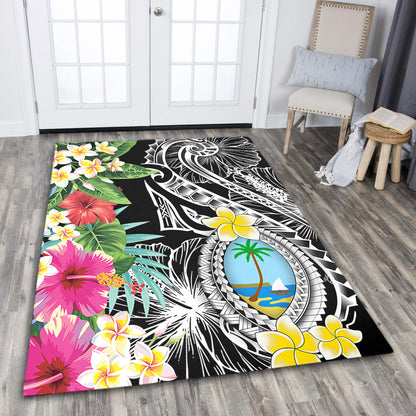 Guam Area Rug Summer Plumeria Tribal Tattoo-Myprintsy