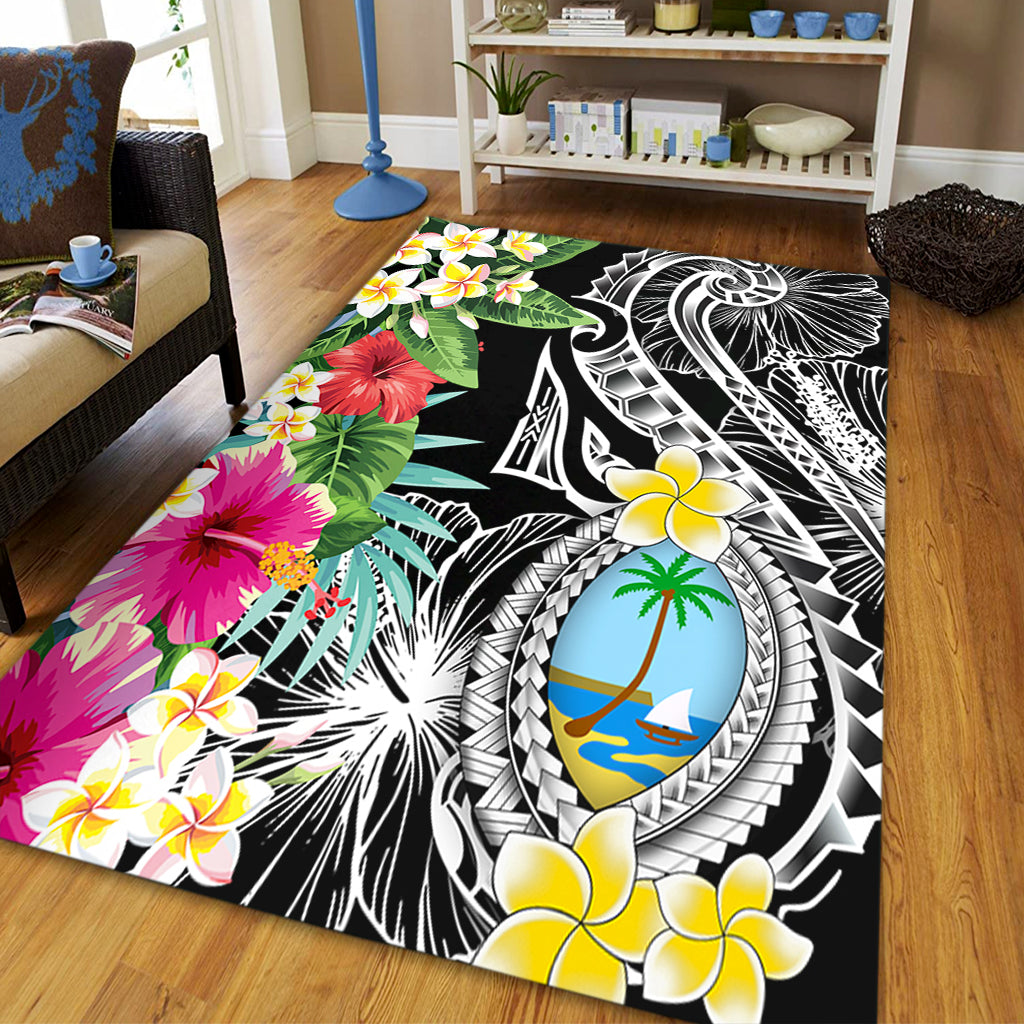 Guam Area Rug Summer Plumeria Tribal Tattoo-Myprintsy