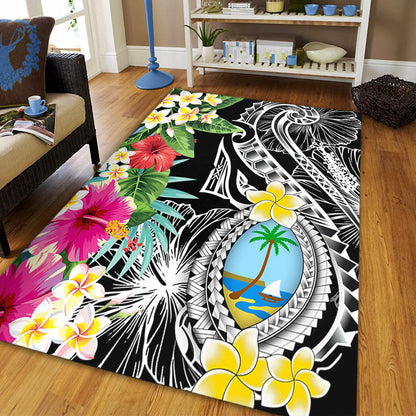 Guam Area Rug Summer Plumeria Tribal Tattoo-Myprintsy
