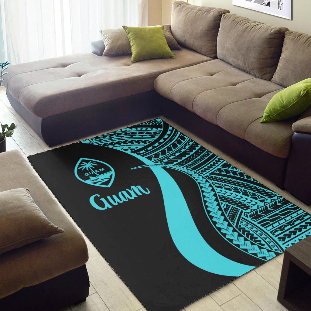 Guam Area Rug - Turquoise Polynesian Tentacle Tribal Pattern-Myprintsy