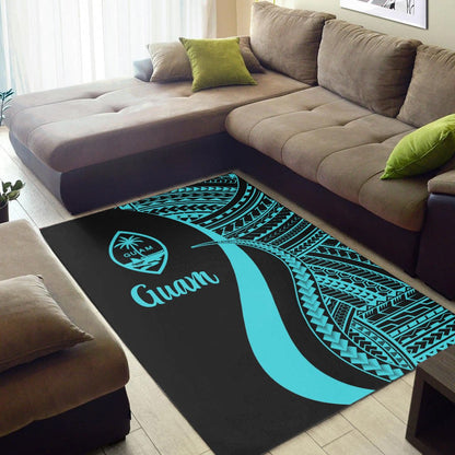 Guam Area Rug - Turquoise Polynesian Tentacle Tribal Pattern-Myprintsy