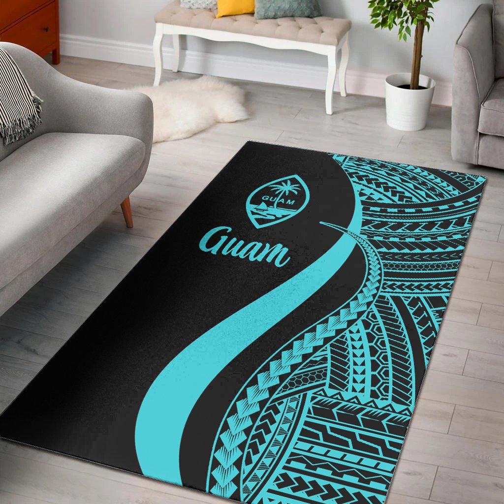 Guam Area Rug - Turquoise Polynesian Tentacle Tribal Pattern-Myprintsy