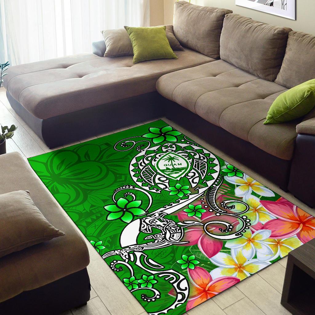 Guam Area Rug - Turtle Plumeria (Green)-Myprintsy