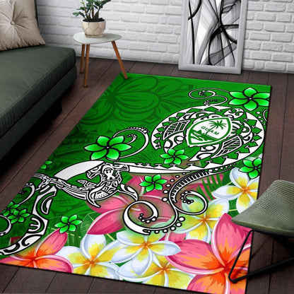 Guam Area Rug - Turtle Plumeria (Green)-Myprintsy