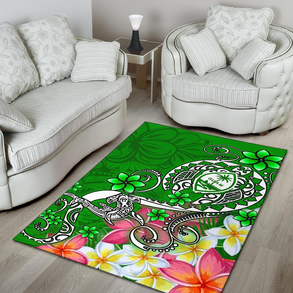 Guam Area Rug - Turtle Plumeria (Green)-Myprintsy