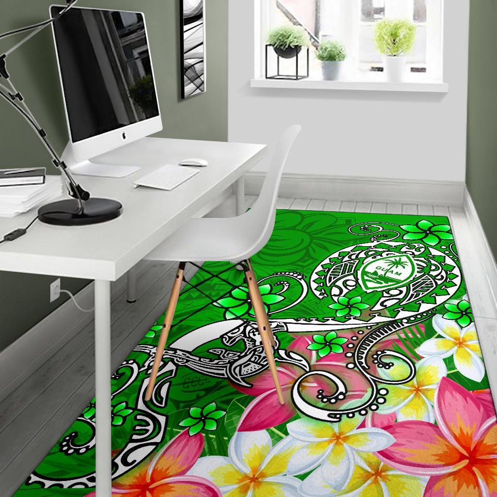 Guam Area Rug - Turtle Plumeria (Green)-Myprintsy