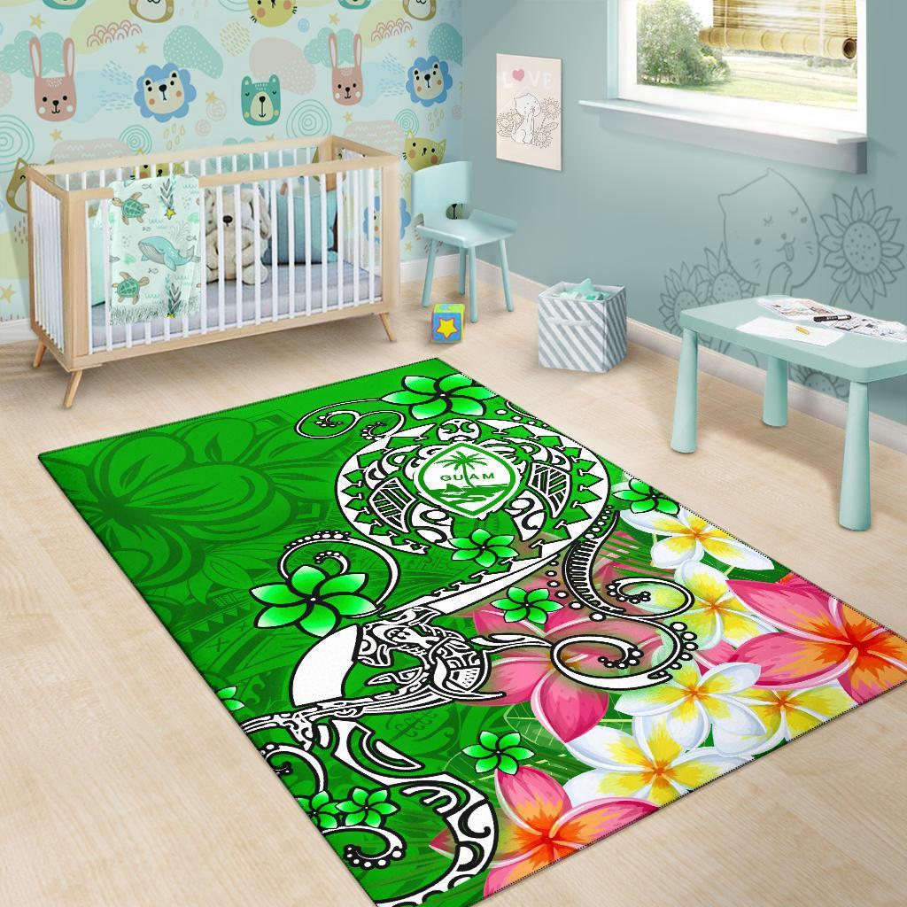 Guam Area Rug - Turtle Plumeria (Green)-Myprintsy