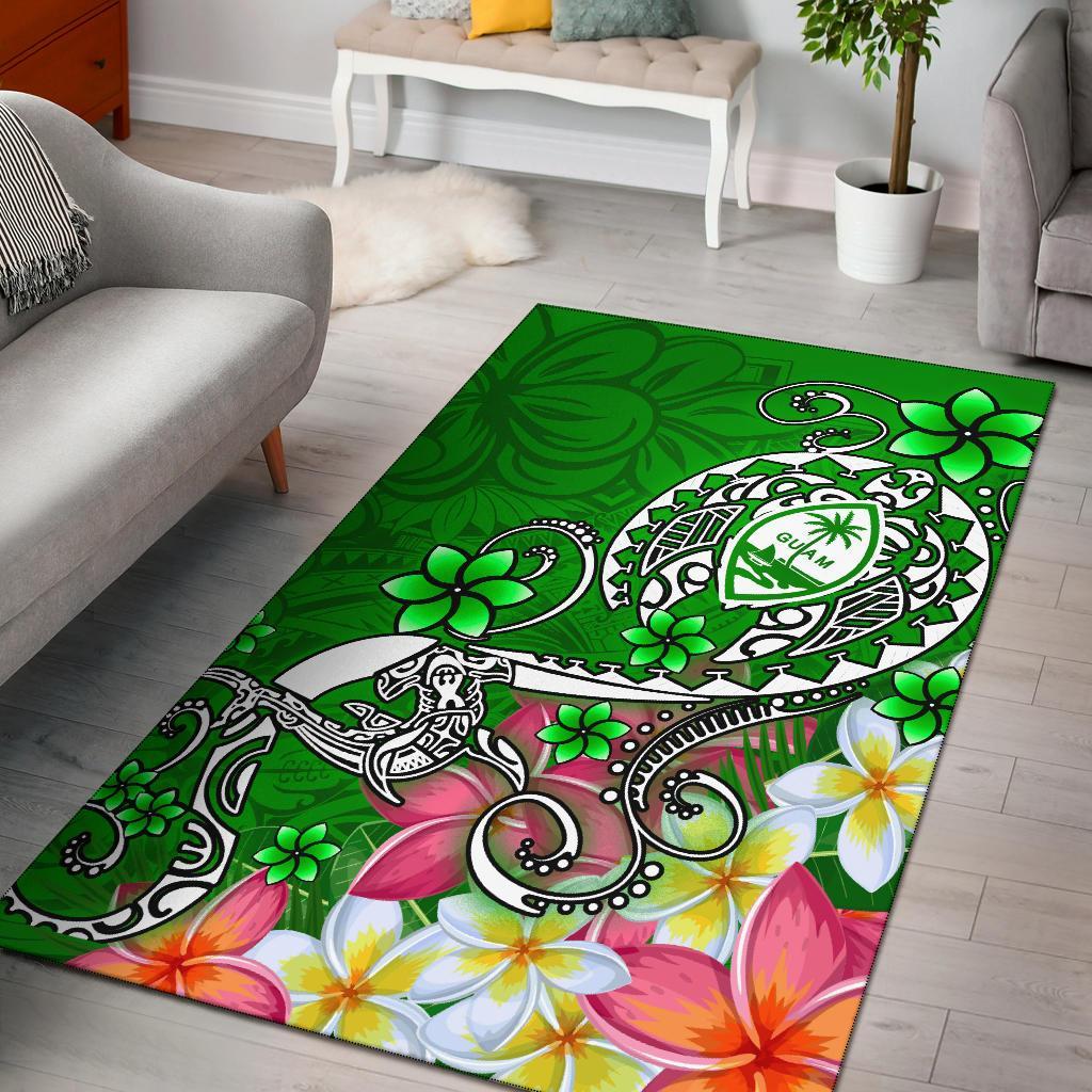 Guam Area Rug - Turtle Plumeria (Green)-Myprintsy