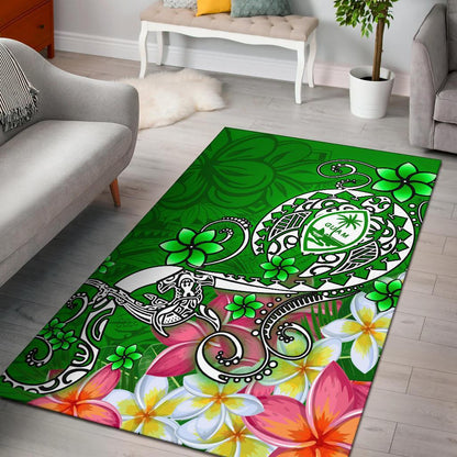 Guam Area Rug - Turtle Plumeria (Green)-Myprintsy