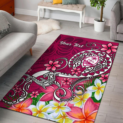 Guam Custom Personalised Area Rug - Turtle Plumeria (Pink)-Myprintsy