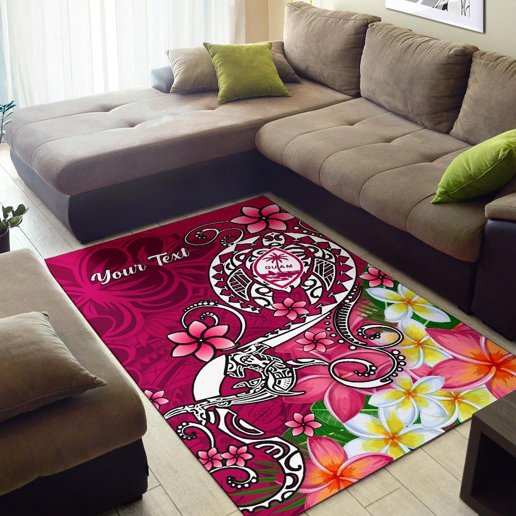 Guam Custom Personalised Area Rug - Turtle Plumeria (Pink)-Myprintsy