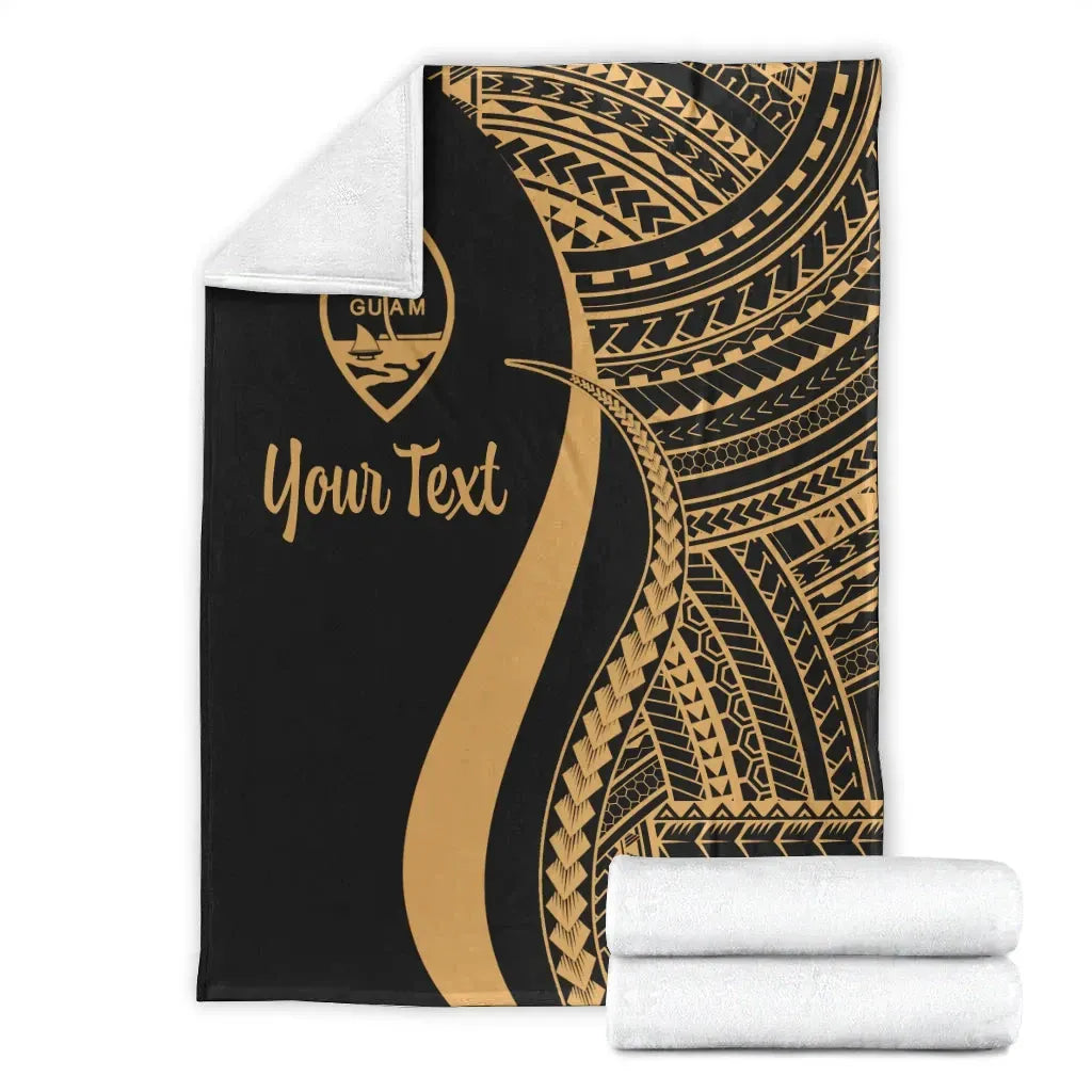 Guam Custom Personalised Premium Blanket - Gold Polynesian Tentacle Tribal Pattern-Myprintsy