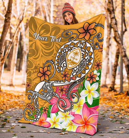 Guam Custom Personalised Premium Blanket- Turtle Plumeria (Gold)-Myprintsy