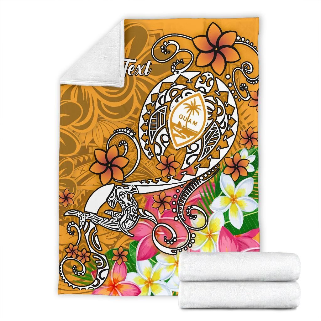 Guam Custom Personalised Premium Blanket- Turtle Plumeria (Gold)-Myprintsy