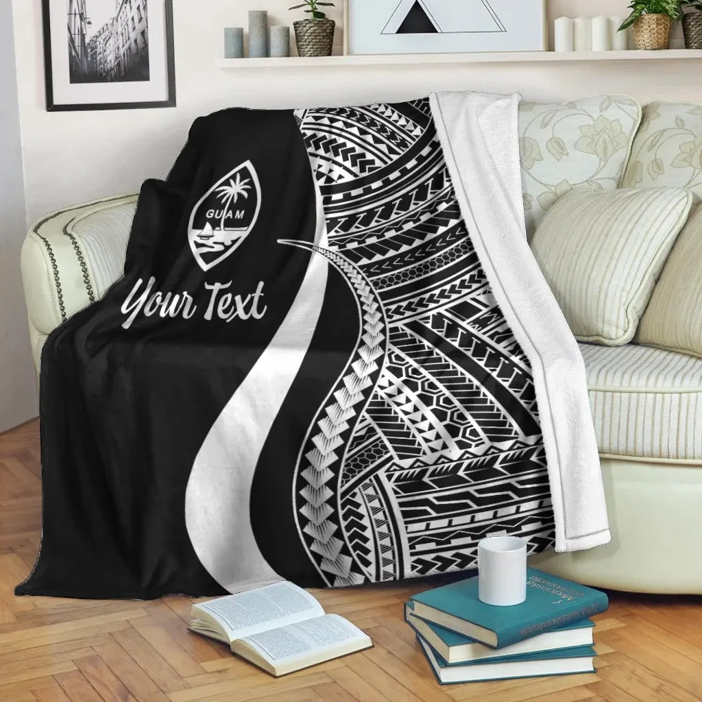 Guam Custom Personalised Premium Blanket - White Polynesian Tentacle Tribal Pattern-Myprintsy