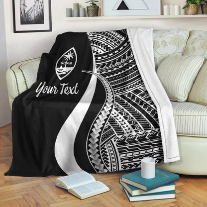 Guam Custom Personalised Premium Blanket - White Polynesian Tentacle Tribal Pattern-Myprintsy