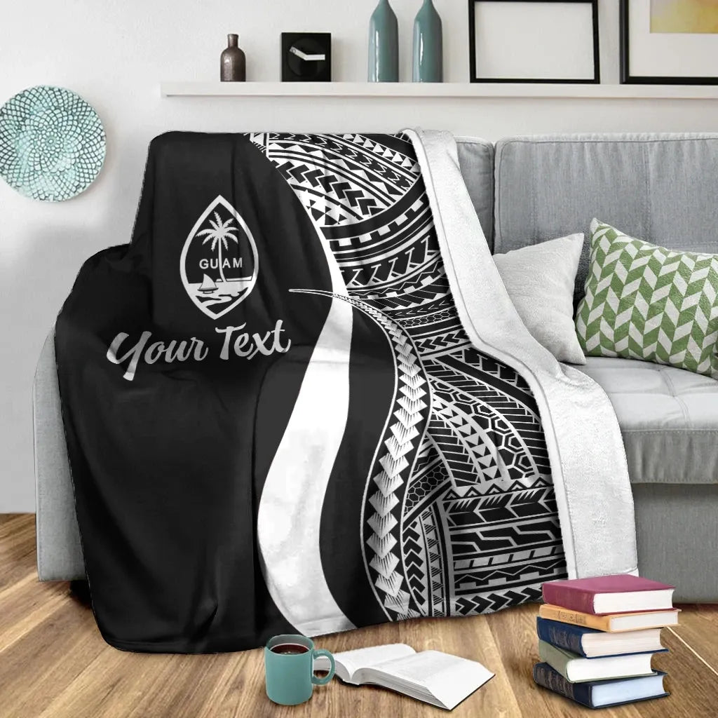 Guam Custom Personalised Premium Blanket - White Polynesian Tentacle Tribal Pattern-Myprintsy