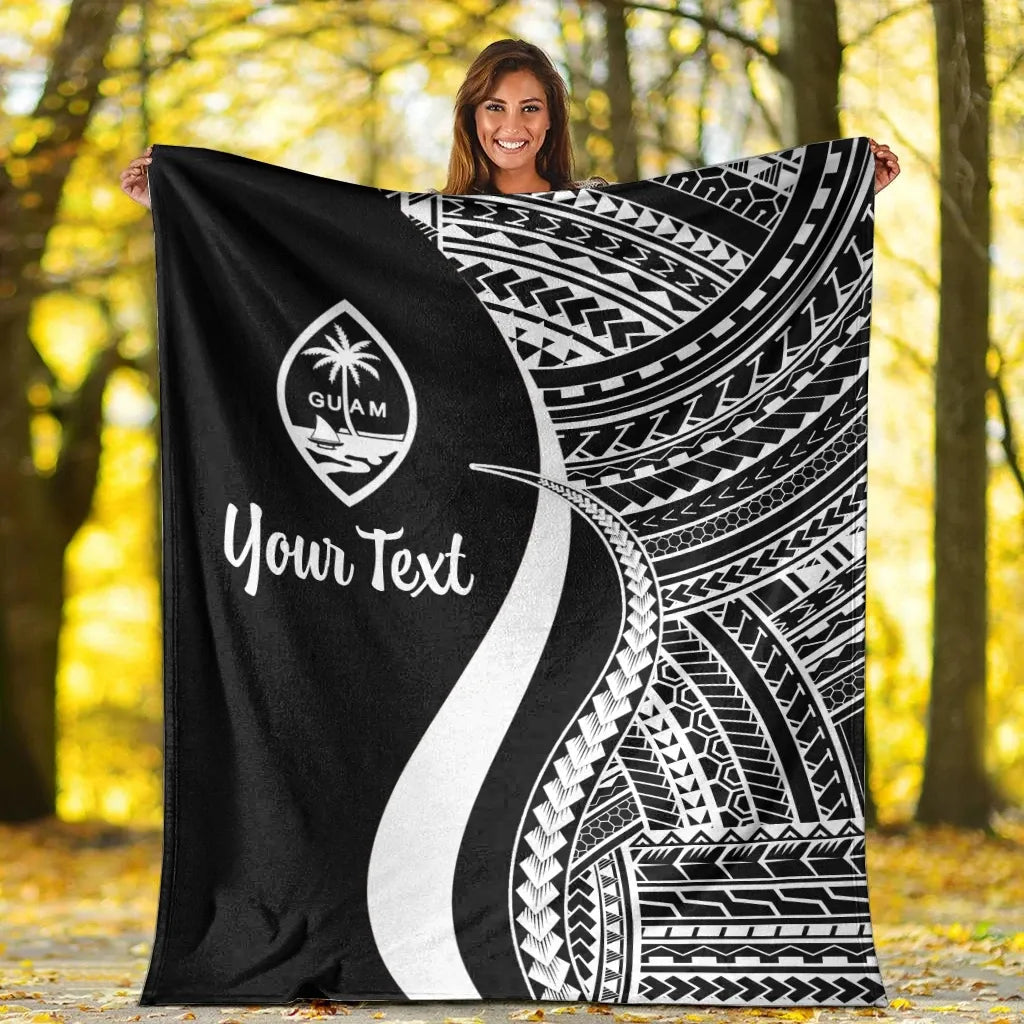 Guam Custom Personalised Premium Blanket - White Polynesian Tentacle Tribal Pattern-Myprintsy