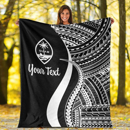 Guam Custom Personalised Premium Blanket - White Polynesian Tentacle Tribal Pattern-Myprintsy
