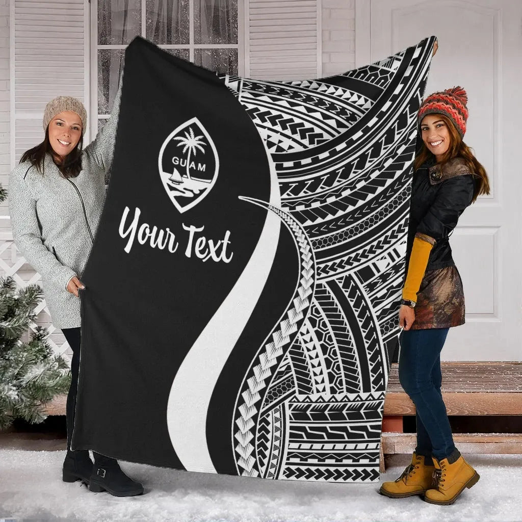 Guam Custom Personalised Premium Blanket - White Polynesian Tentacle Tribal Pattern-Myprintsy