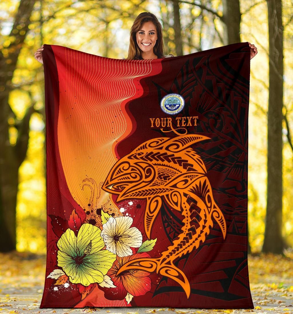 Guam Custom Personalised Premium Blankets - Tribal Tuna Fish-Myprintsy