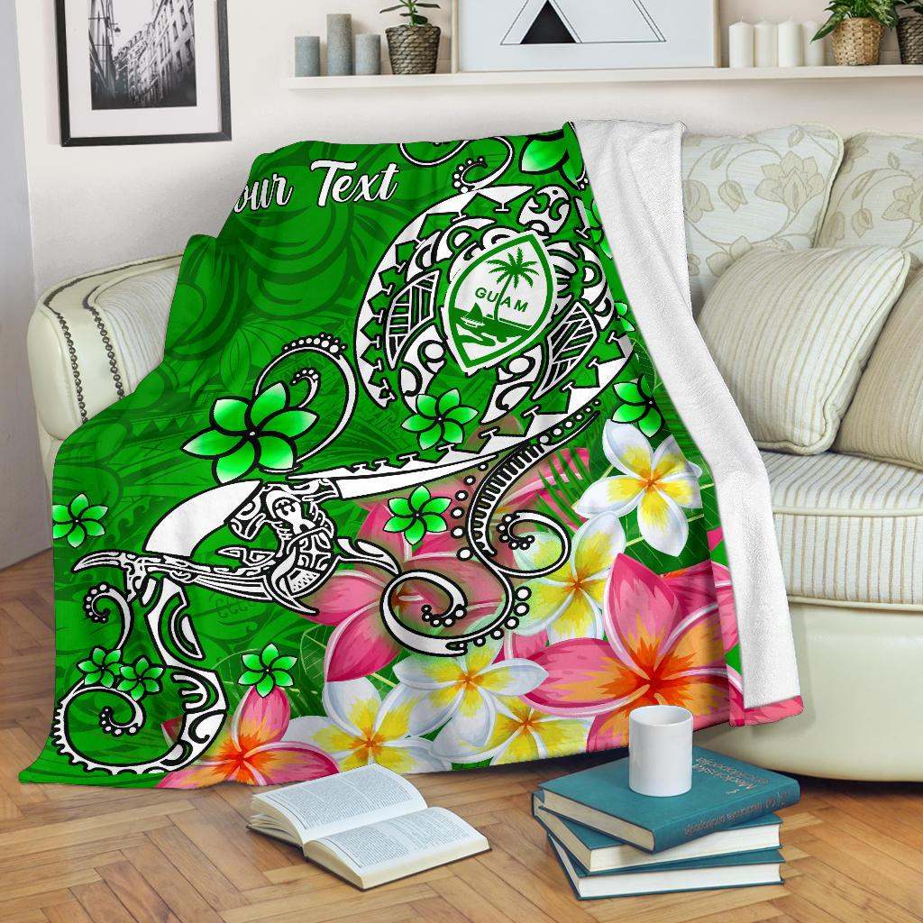 Guam Custom Personalised Premuim Blanket - Turtle Plumeria (Green)-Myprintsy