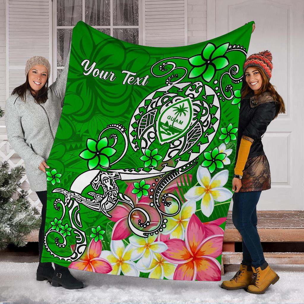 Guam Custom Personalised Premuim Blanket - Turtle Plumeria (Green)-Myprintsy