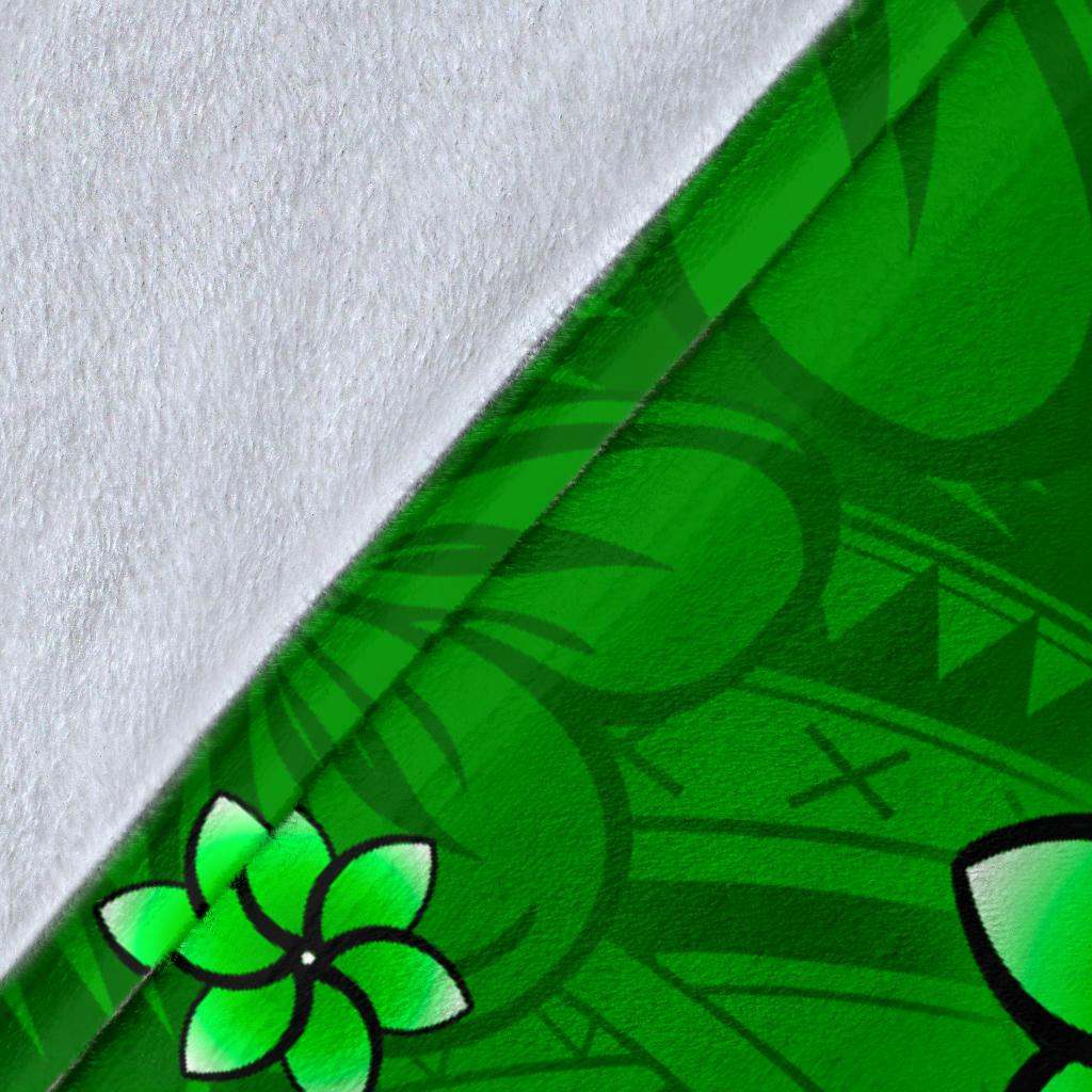 Guam Custom Personalised Premuim Blanket - Turtle Plumeria (Green)-Myprintsy