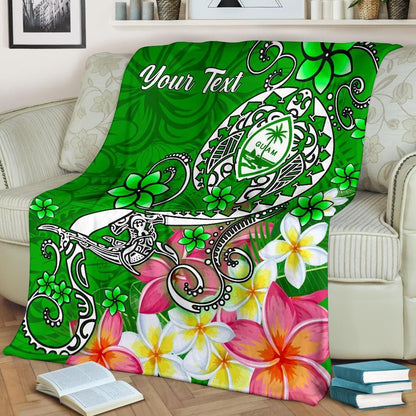 Guam Custom Personalised Premuim Blanket - Turtle Plumeria (Green)-Myprintsy