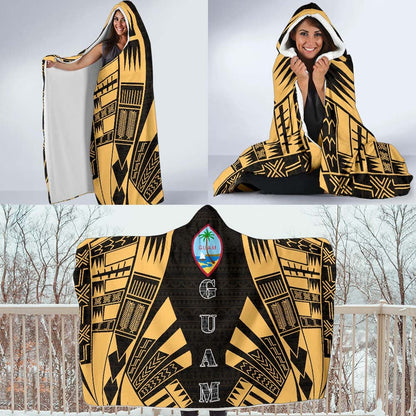 Guam Hooded Blanket - Polynesian Tattoo Gold
