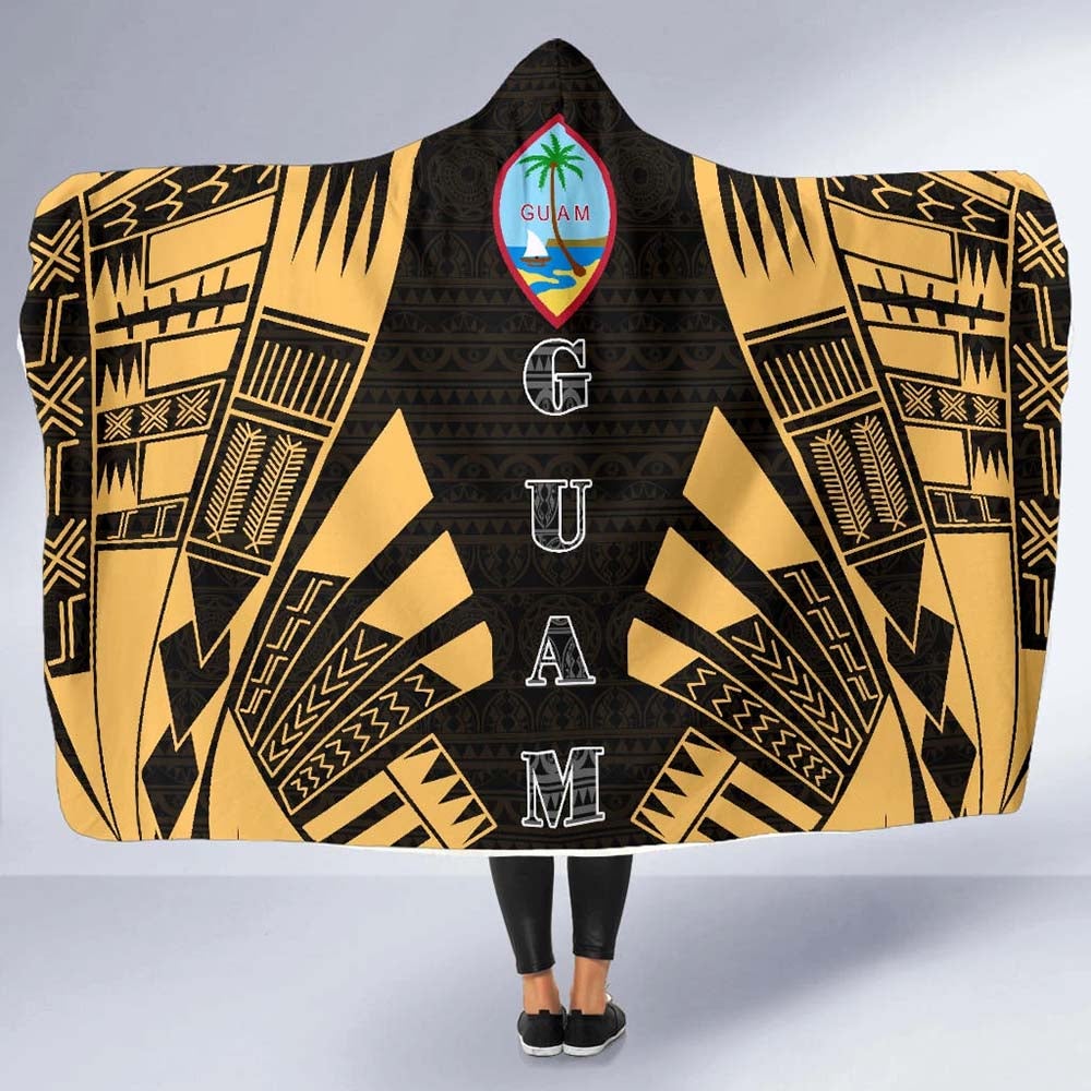 Guam Hooded Blanket - Polynesian Tattoo Gold