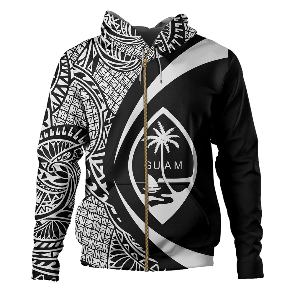 Guam Hoodie Coat Of Arm Lauhala White Circle-Myprintsy