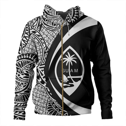 Guam Hoodie Coat Of Arm Lauhala White Circle-Myprintsy
