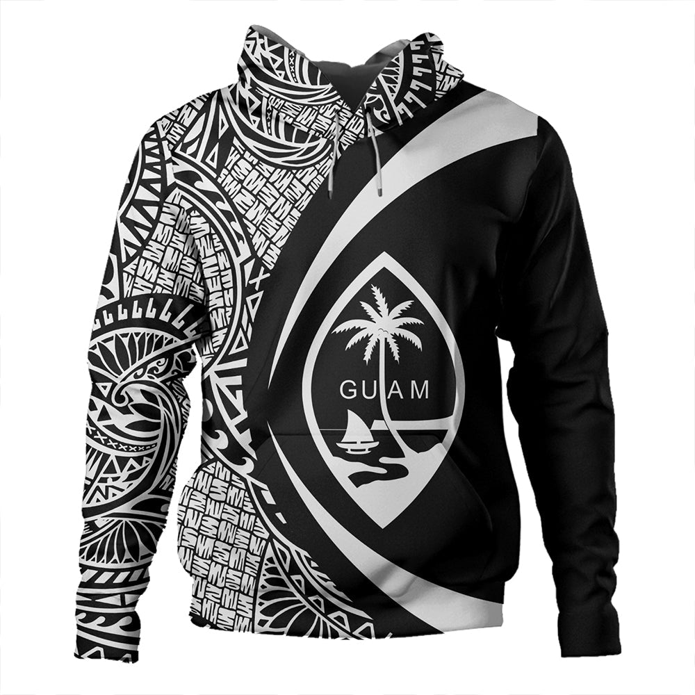 Guam Hoodie Coat Of Arm Lauhala White Circle-Myprintsy