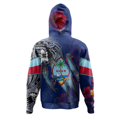 Guam Hoodie Custom Chamorro Blood Inside Me Polynesian Sleeve Tattoo Tropical Blue-Myprintsy