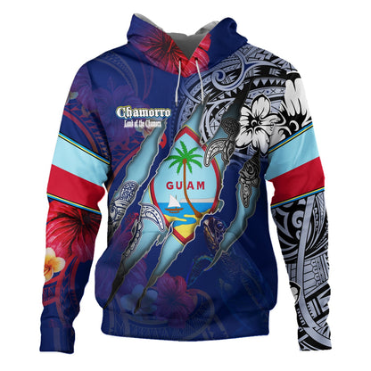 Guam Hoodie Custom Chamorro Blood Inside Me Polynesian Sleeve Tattoo Tropical Blue-Myprintsy