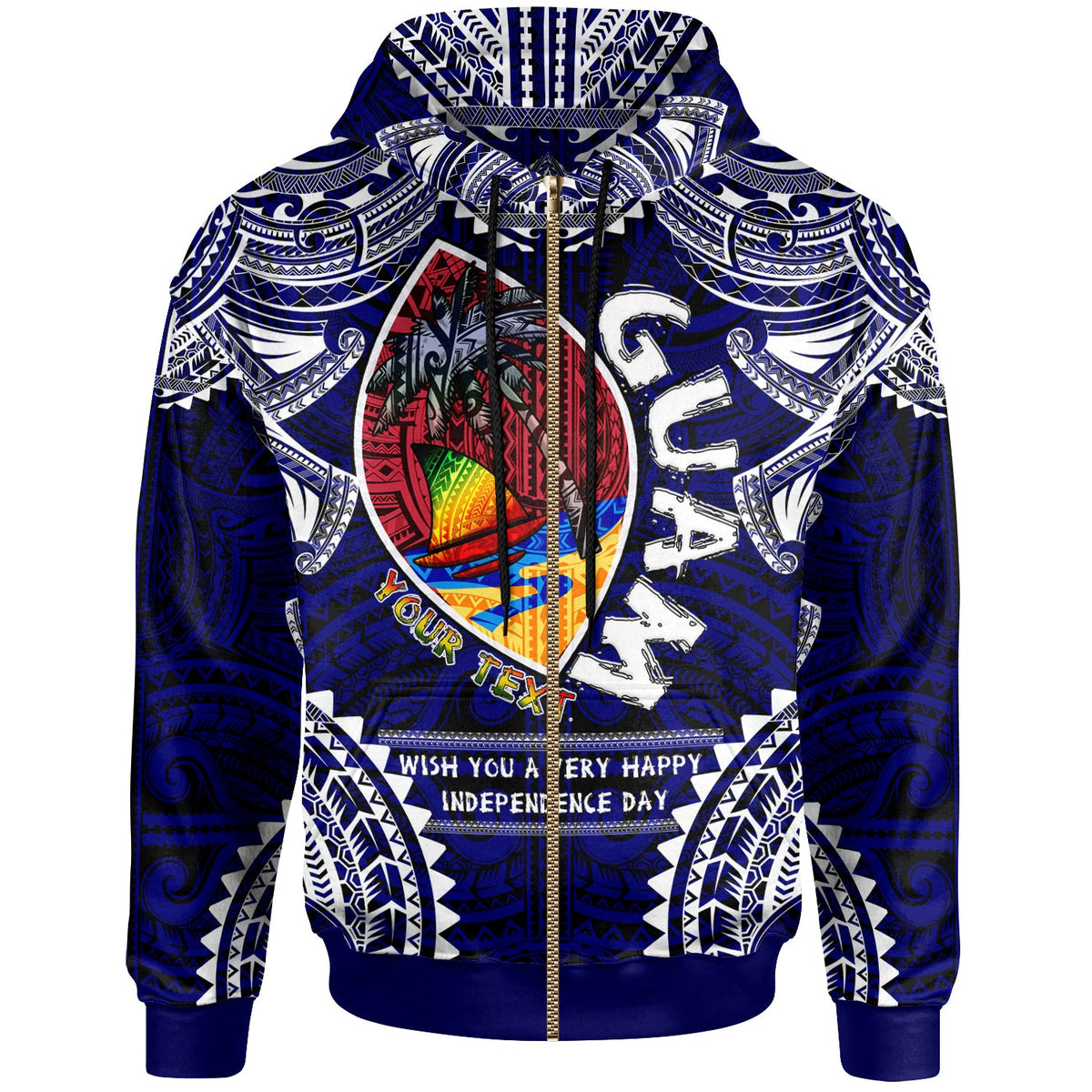 Guam Hoodie - Custom Guam Independence Day '' Wish You A Very Happy Independence Day '' With Polynesian Patterns-Myprintsy